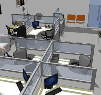 现代室内办公办公室SU模型下载_sketchup草图大师SKP模型
