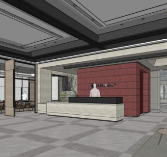 现代简约办公空间SU模型下载_sketchup草图大师SKP模型