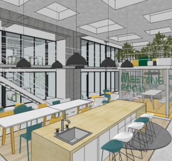 办公空间图书馆室外SU模型下载_sketchup草图大师SKP模型