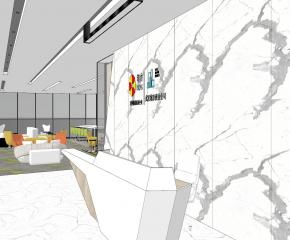 现代办公室大理石装修SU模型下载_sketchup草图大师SKP模型