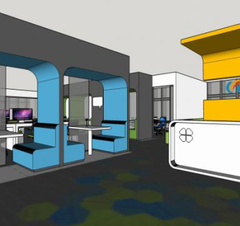 网络科技公司办公室SU模型下载_sketchup草图大师SKP模型