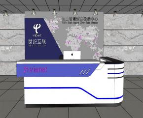 科技风前台办公背景墙SU模型下载_sketchup草图大师SKP模型