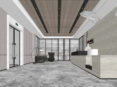 现代办公室工作室SU模型下载_sketchup草图大师SKP模型