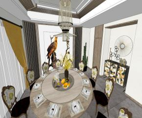 日式民宿餐厅包间SU模型下载_sketchup草图大师SKP模型