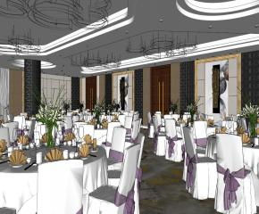 酒店宴会厅新中式SU模型下载_sketchup草图大师SKP模型