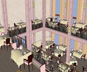 酒店餐厅宴会厅SU模型下载_sketchup草图大师SKP模型