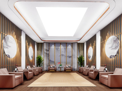 现代新中式风格贵宾厅SU模型下载_sketchup草图大师SKP模型