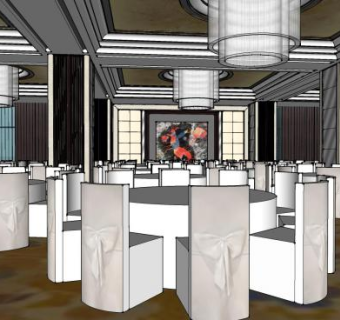 现代酒店宴会厅SU模型下载_sketchup草图大师SKP模型