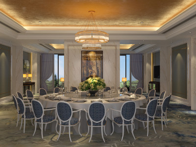 酒店欧式豪华大包厢SU模型下载_sketchup草图大师SKP模型