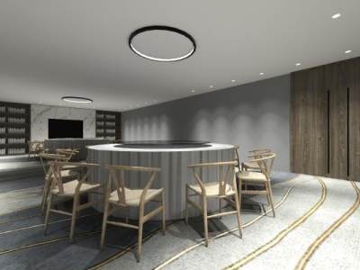 现代简约饭店会议室SU模型下载_sketchup草图大师SKP模型