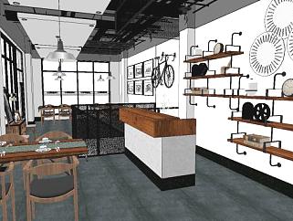 现代工业风咖啡厅咖啡馆SU模型下载_sketchup草图大师SKP模型