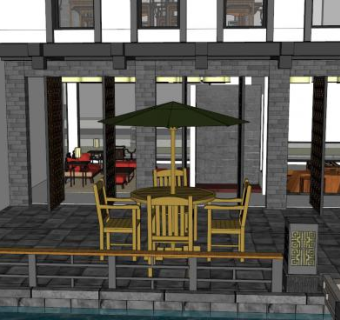 咖啡厅会所餐吧SU模型下载_sketchup草图大师SKP模型