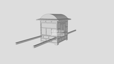 中式肩扛轿轿子白模SU模型下载_sketchup草图大师SKP模型