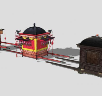 韩国传统官员坐轿SU模型下载_sketchup草图大师SKP模型