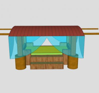 仿古覆盖式辇轿SU模型下载_sketchup草图大师SKP模型