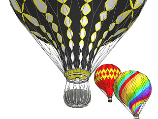 多颜色风格的热气球SU模型下载_sketchup草图大师SKP模型