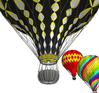 多颜色风格的热气球SU模型下载_sketchup草图大师SKP模型