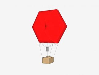 <em>红色</em>六边形热气球SU模型下载_sketchup草图大师SKP模型