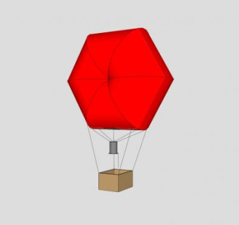 红色六边形热气球SU模型下载_sketchup草图大师SKP模型