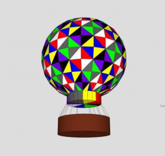 三角图案彩色热气球SU模型下载_sketchup草图大师SKP模型