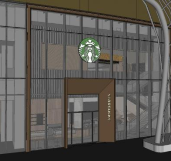 星巴克休闲咖啡SU模型下载_sketchup草图大师SKP模型