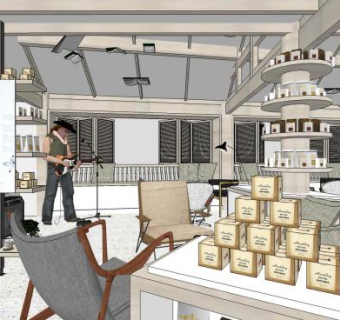 云南古城咖啡体验店SU模型下载_sketchup草图大师SKP模型