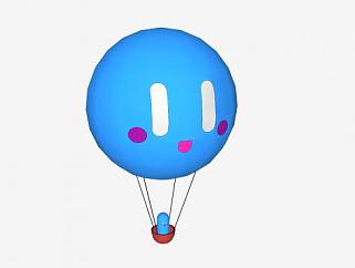 蓝色笑脸热气球SU模型下载_sketchup草图大师SKP模型