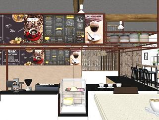 现代LOFT咖啡厅餐饮SU模型下载_sketchup草图大师SKP模型