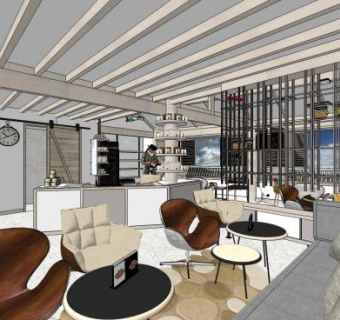 丽江古城咖啡店SU模型下载_sketchup草图大师SKP模型