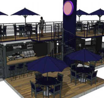 西式咖啡厅SU模型下载_sketchup草图大师SKP模型