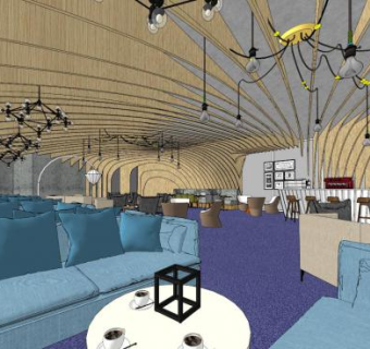 异形装修咖啡吧SU模型下载_sketchup草图大师SKP模型