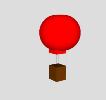 方吊篮红色热气球SU模型下载_sketchup草图大师SKP模型