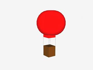 方吊篮红色热气球SU模型下载_sketchup草图大师SKP模型