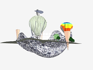旅游用具<em>热气球</em>SU模型下载_sketchup草图大师SKP模型