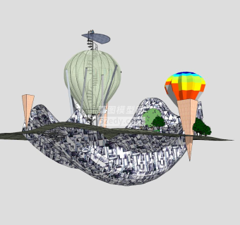 旅游用具热气球SU模型下载_sketchup草图大师SKP模型
