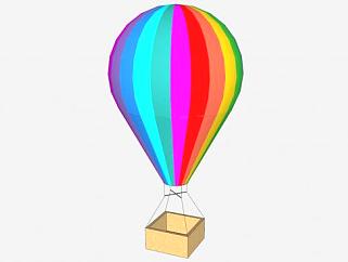 多色彩色热气球SU模型下载_sketchup草图大师SKP模型