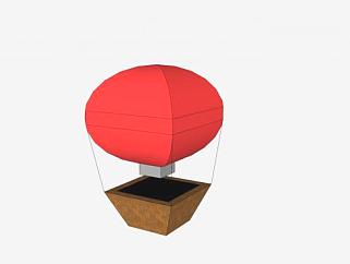 红色热气球SU模型下载_sketchup草图大师SKP模型