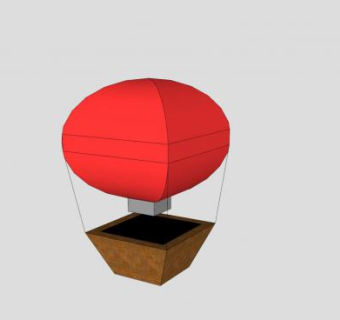 红色热气球SU模型下载_sketchup草图大师SKP模型