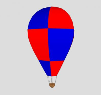 红蓝色热气球SU模型下载_sketchup草图大师SKP模型