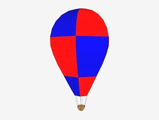 红蓝色热气球SU模型下载_sketchup草图大师SKP模型