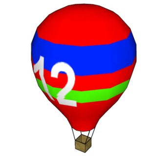 数字12的彩色热气球SU模型下载_sketchup草图大师SKP模型