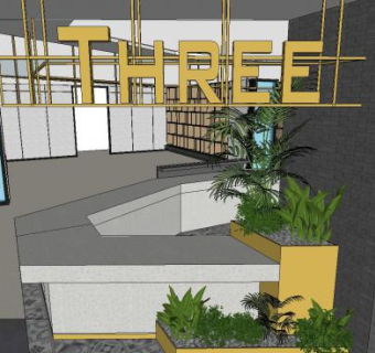 公区咖啡厅SU模型下载_sketchup草图大师SKP模型