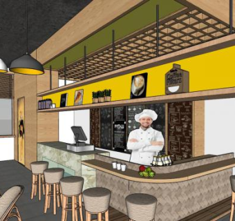 咖啡厅休闲区餐厅商场SU模型下载_sketchup草图大师SKP模型