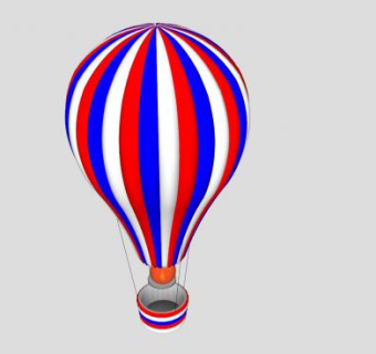 三色彩色热气球SU模型下载_sketchup草图大师SKP模型