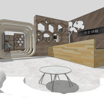 商业地板展厅展览店铺SU模型下载_sketchup草图大师SKP模型