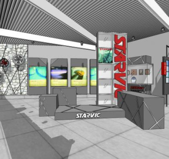 现代汽车展厅店铺SU模型下载_sketchup草图大师SKP模型