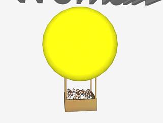 <em>载</em>人的黄色热气球SU模型下载_sketchup草图大师SKP模型