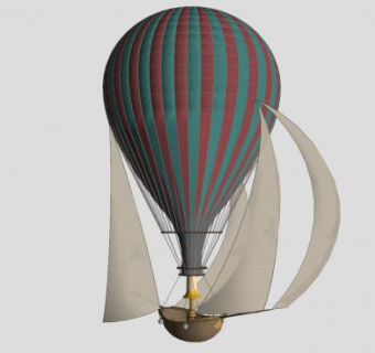 天空中航行热气球帆船SU模型下载_sketchup草图大师SKP模型