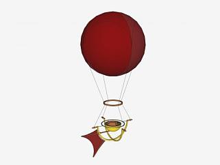 蒸汽朋克风格的热气球SU模型下载_sketchup草图大师SKP模型