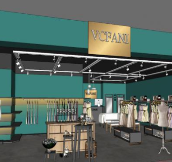 展厅服装店店铺SU模型下载_sketchup草图大师SKP模型